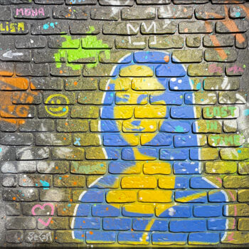 "Mona Wall" başlıklı Tablo Secam tarafından, Orijinal sanat, Şablon Ahşap panel üzerine monte edilmiş