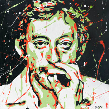 Painting titled "GAINSBOURG" by Secam, Original Artwork, Acrylic Mounted on Wood Stretcher frame