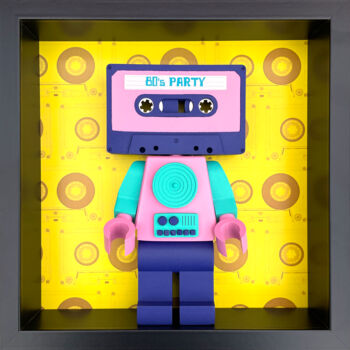 Sculpture titled "80'S PARTY" by Secam, Original Artwork, Resin Mounted on Wood Panel