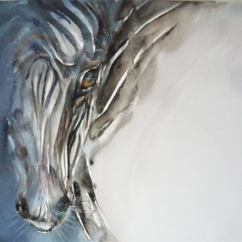 Pittura intitolato "Drole de zebre" da Jean Luc Secordel, Opera d'arte originale, Acquarello