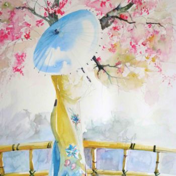 Pittura intitolato "printemps-au-japon.…" da Jean Luc Secordel, Opera d'arte originale