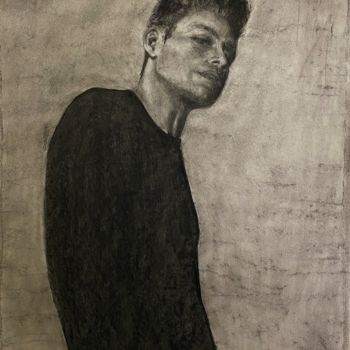 Dessin intitulée "Man in black/Мужчин…" par Nadezhda Sedinkina, Œuvre d'art originale, Fusain