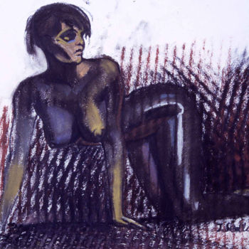 Schilderij getiteld "Nude" door Jivko Sedlarski, Origineel Kunstwerk, Pastel