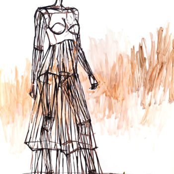 Dibujo titulada "Etude pour une Robe…" por Jivko Sedlarski, Obra de arte original, Acrílico