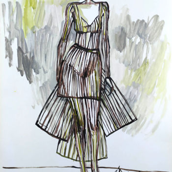 Zeichnungen mit dem Titel "Portrait d'une Robe…" von Jivko Sedlarski, Original-Kunstwerk, Acryl