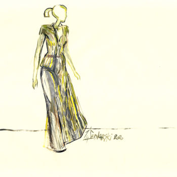 Disegno intitolato "Portrait d'une Robe…" da Jivko Sedlarski, Opera d'arte originale, Acrilico