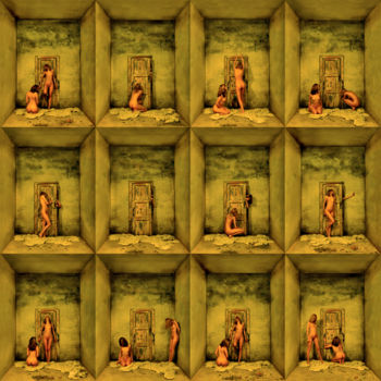 Digital Arts titled "Wall of twelve Doors" by Nikolai Sednin (Nicolas Sednin), Original Artwork, Digital Painting