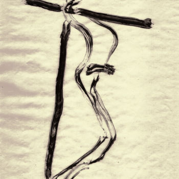 Drawing titled "Crucifixion" by Nikolaj Sednin (Nicolas Sedninne), Original Artwork, Ink