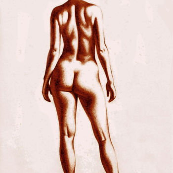 Tekening getiteld "Red nude #1" door Nikolaj Sednin (Nicolas Sedninne), Origineel Kunstwerk, Potlood