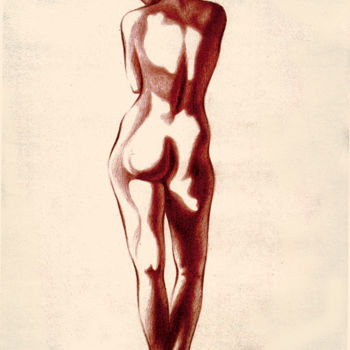 Drawing titled "Red nude #3" by Nikolai Sednin (Nicolas Sednin), Original Artwork, Pencil