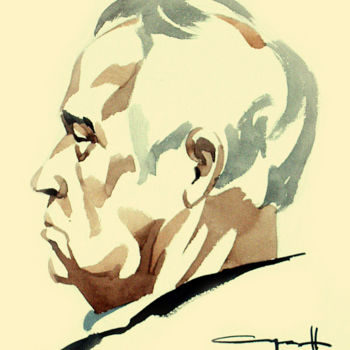 Ζωγραφική με τίτλο "Old man in profile" από Николай Седнин (Nicolas Sednin), Αυθεντικά έργα τέχνης, Ακουαρέλα