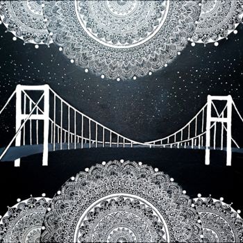Pintura intitulada "Bosphorus Bridge Ma…" por Sedra Mamou, Obras de arte originais, Acrílico