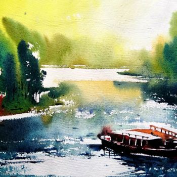 Painting titled "Tranquility" by Seeme, Original Artwork, Watercolor