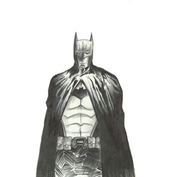 Рисунок под названием "Batman Drawing" - Sefabaris713, Подлинное произведение искусства, Древесный уголь