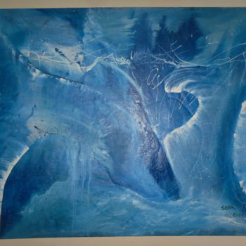 Painting titled "nature bleue" by Sega, Original Artwork, Oil