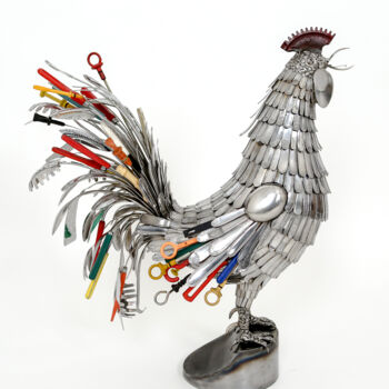 Escultura titulada "Gallo ricco" por Segio Massetti, Obra de arte original, Metales