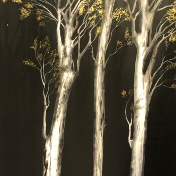 Pintura titulada "3 golden trees" por Segolene Genoud (SEG'S), Obra de arte original, Acrílico