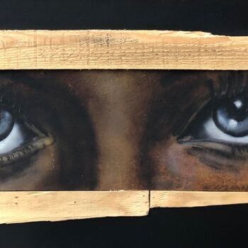 Peinture intitulée "Regard de femme" par Segolene Genoud (SEG'S), Œuvre d'art originale, Aérographe Monté sur Châssis en bois
