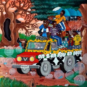 Pittura intitolato "Taxi brousse" da Segson, Opera d'arte originale, Olio