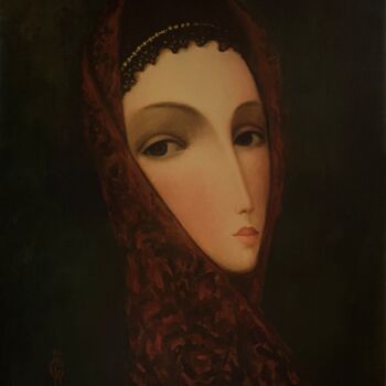 Painting titled "Contessa" by Segueï Smirnov, Original Artwork, Screenprinting Mounted on Wood Stretcher frame