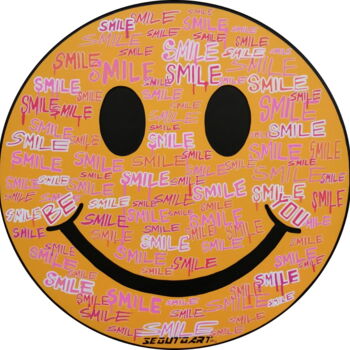 Sculpture titled "SMILE" by Segutoart, Original Artwork, Wood Mounted on Wood Panel