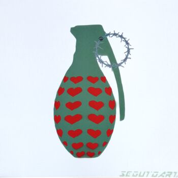 Malerei mit dem Titel "LOVE BOMB" von Segutoart, Original-Kunstwerk, Sprühfarbe Auf Keilrahmen aus Holz montiert