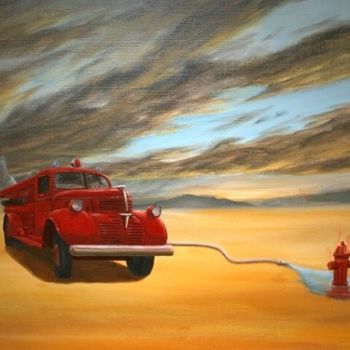 Schilderij getiteld "Woestijnbrand" door Michel Sehstedt, Origineel Kunstwerk