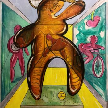 Painting titled "Sports fans" by Seksikoza Loveenergy Style Contemporary, Original Artwork, Oil