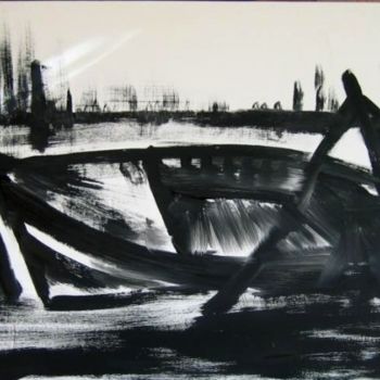 Painting titled "barque serie noir s…" by Andre Pourtales, Original Artwork