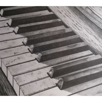 Dessin intitulée "PIANO" par Selestino Roxo, Œuvre d'art originale, Crayon