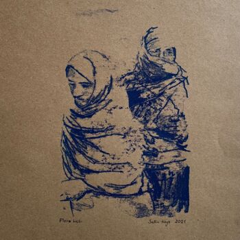 Druckgrafik mit dem Titel "Women at the Grand…" von Selim Kaya, Original-Kunstwerk, Monotypie