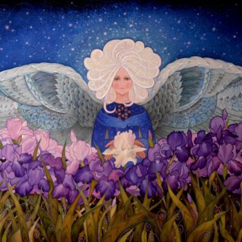 Painting titled "Angel" by Elena Selischeva, Original Artwork, Other