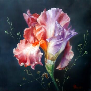 Картина под названием "Iris" - Elena Selischeva, Подлинное произведение искусства, Акрил Установлен на Деревянная панель