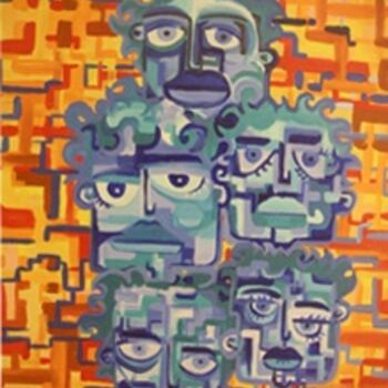 Painting titled "faces7" by Sely, Original Artwork