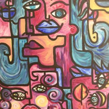 Painting titled "piléfaces" by Sely, Original Artwork