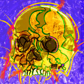 Peinture intitulée "SKULL 01 JAUNE" par Semaj Joyce, Œuvre d'art originale, Acrylique