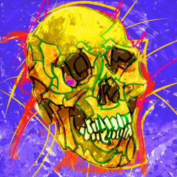 Painting titled "SKULL 03 JAUNE" by Semaj Joyce, Original Artwork, Acrylic