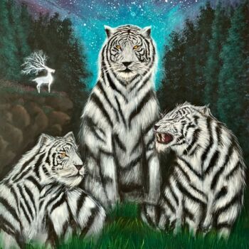 Painting titled "Tigers" by Sema Mente, Original Artwork, Acrylic