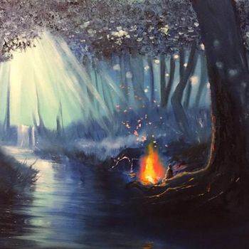 Pintura titulada "Сказочный лес.jpg" por Darya Semenova, Obra de arte original, Oleo
