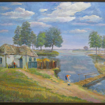 Painting titled "На Битюге" by Valerii Semenov, Original Artwork, Oil