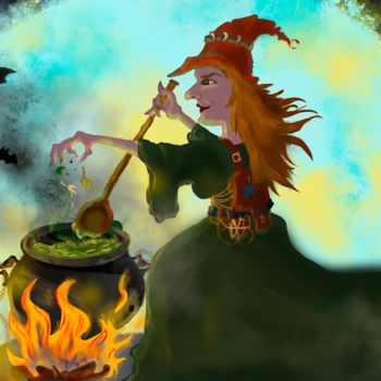 Arte digitale intitolato "Witchcraft" da Ksenia Semenova, Opera d'arte originale, Pittura digitale