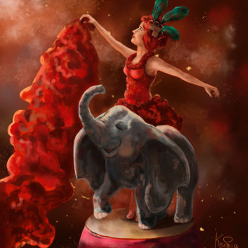 Arte digitale intitolato "flight Dumbo" da Ksenia Semenova, Opera d'arte originale, Pittura digitale