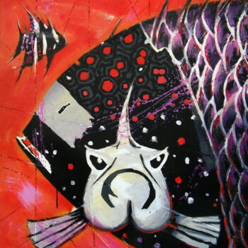 Pintura intitulada "Exotic Fish 1" por Evgen Semenyuk, Obras de arte originais, Acrílico