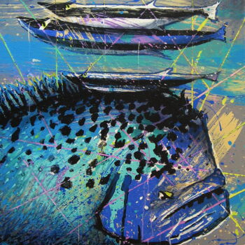Картина под названием "Exotic Fish 3" - Evgen Semenyuk, Подлинное произведение искусства, Акрил
