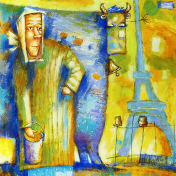 Картина под названием "Paris in My Heart" - Evgen Semenyuk, Подлинное произведение искусства, Масло