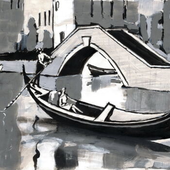 Dibujo titulada "Monochrome Venice" por Evgen Semenyuk, Obra de arte original, Acrílico