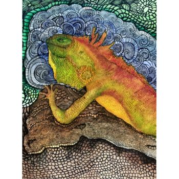 Pintura titulada "ıguana" por Semihaoner, Obra de arte original, Acrílico