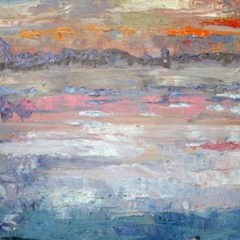 Картина под названием "Утро на реке" - Орест, Подлинное произведение искусства, Масло