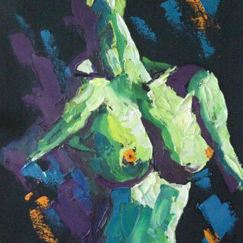 Картина под названием "Голубая ню-1" - Орест, Подлинное произведение искусства, Масло