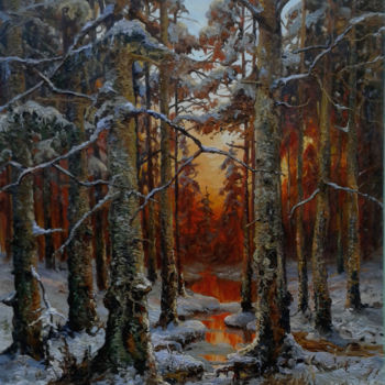 "Sunset in winter" başlıklı Tablo Artur Karkovskiy tarafından, Orijinal sanat, Petrol